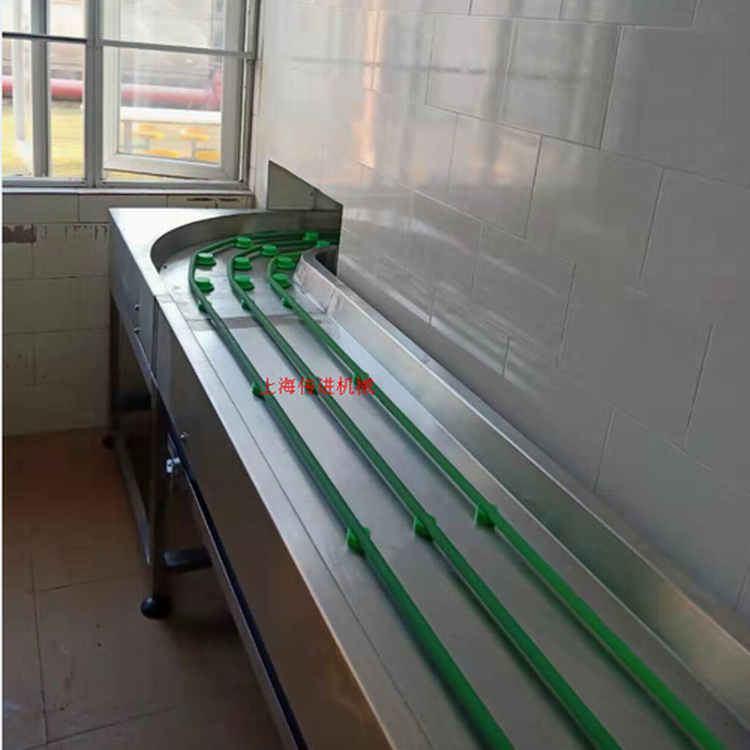 餐厅餐盘回收输送线，圆带式输送机